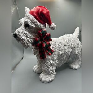 Christmas West Highland Terrier Westie Figurine Santa Hat Plaid Bow NEW